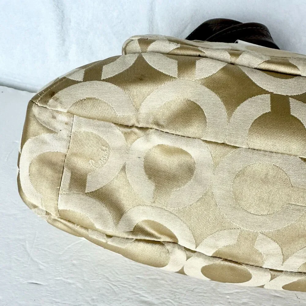 Coach Kristen Signature Op Art Hobo Purse Sateen Zip Top